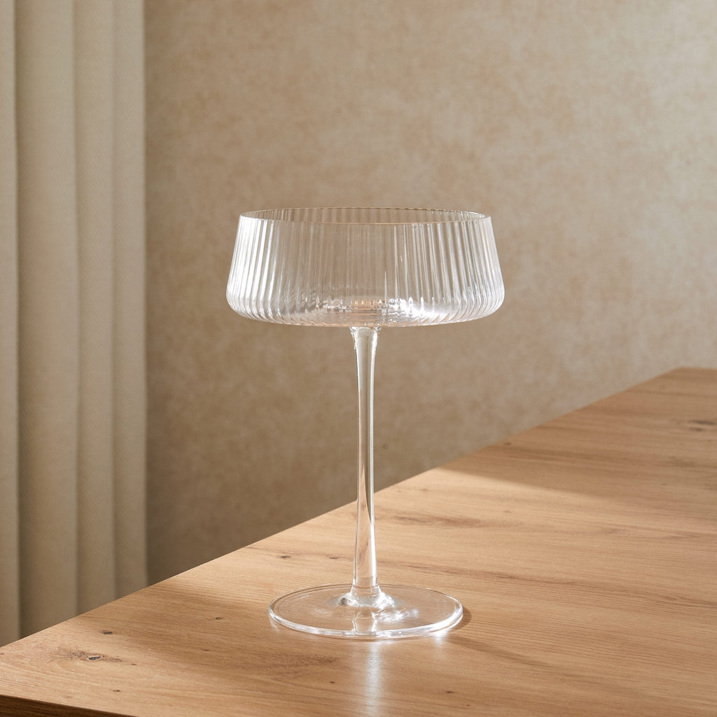 Gatsby Set of 4 Ripple Glass Coupes - Clear