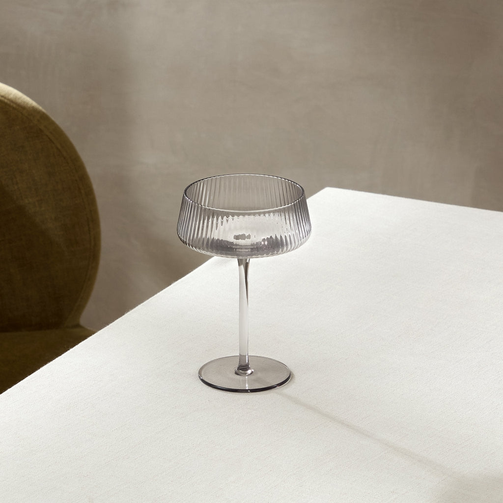 Gatsby Set of 4 Ripple Glass Coupes - Smoked