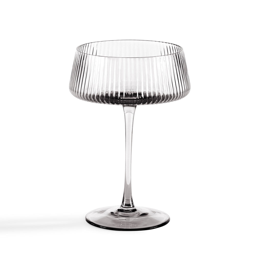 Gatsby Set of 4 Ripple Glass Coupes - Smoked