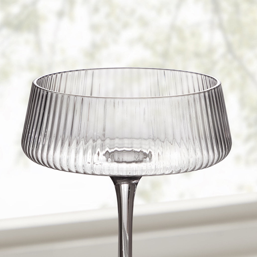 Gatsby Set of 4 Ripple Glass Coupes - Smoked