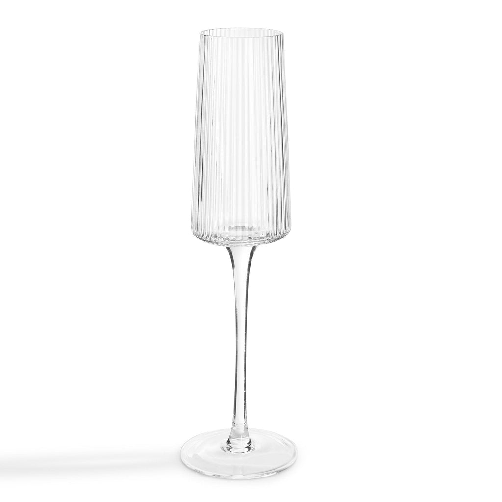 Gatsby Set of 4 Ripple Glass Champagne Flutes - Clear