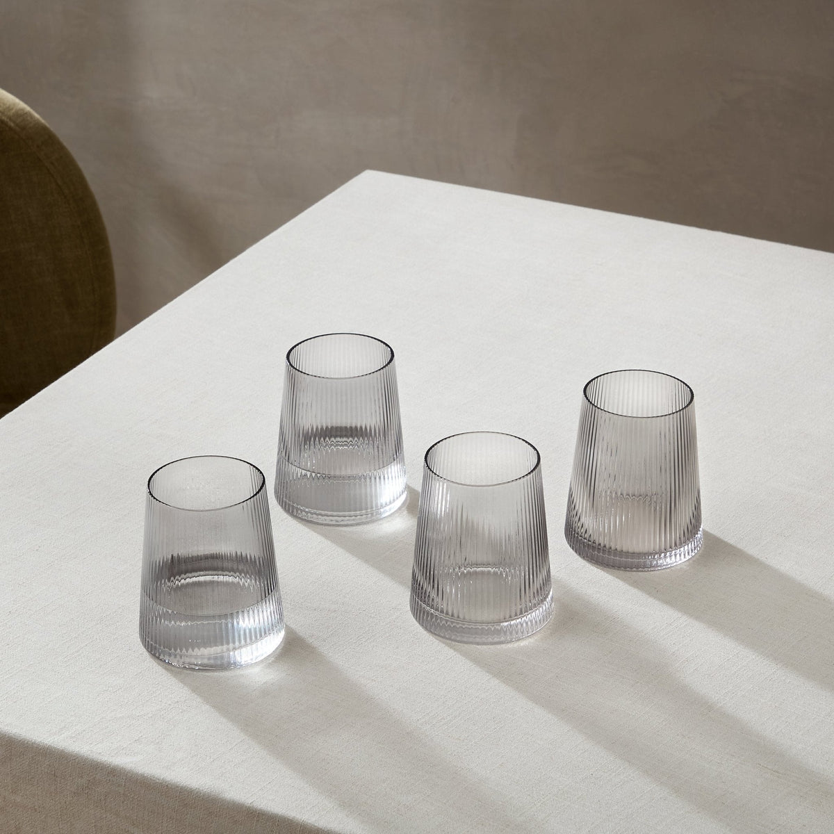 Gatsby Set of 4 Ripple Glass Tumblers - Smoked