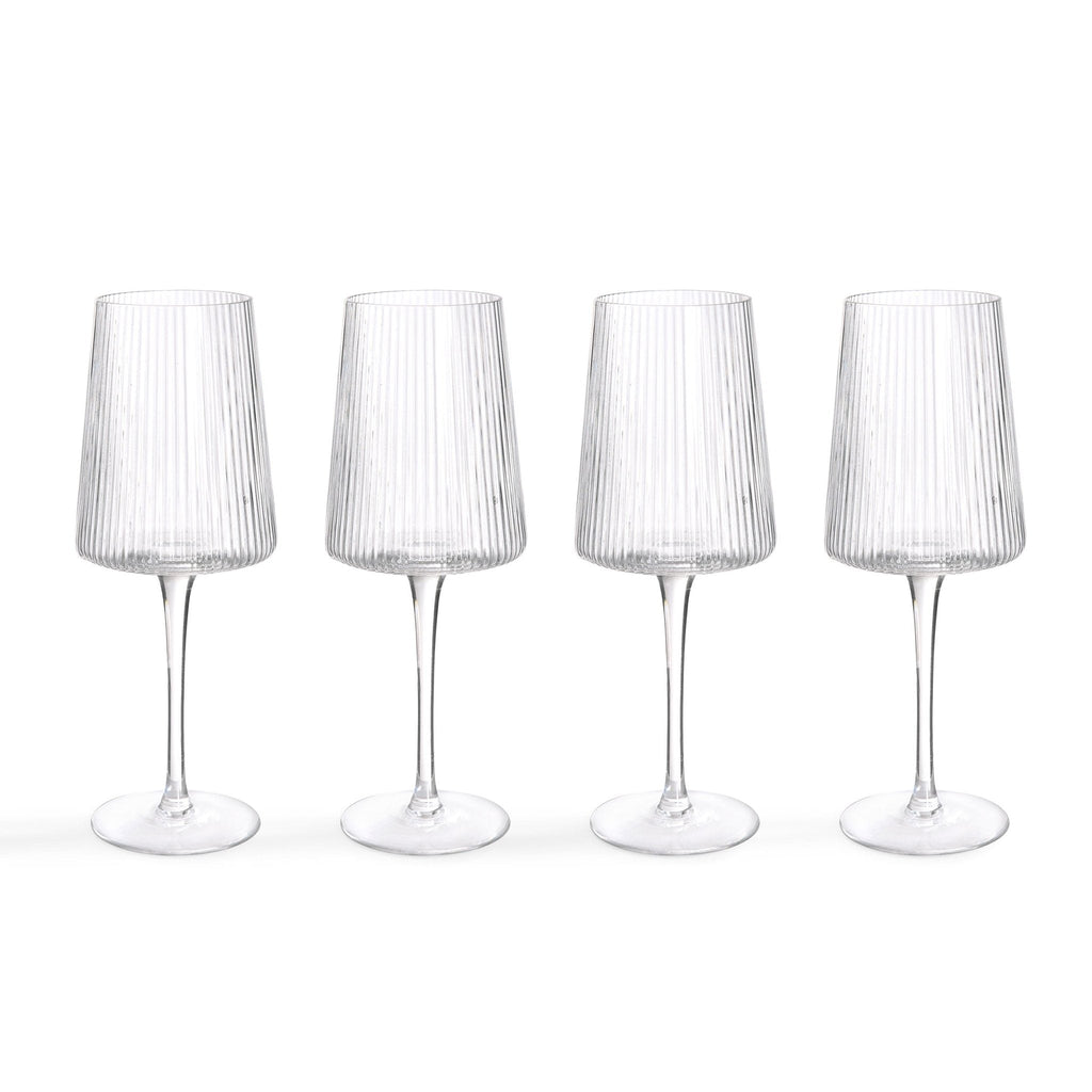 Gatsby Set of 4 Ripple Glass Wine Glasses - Clear