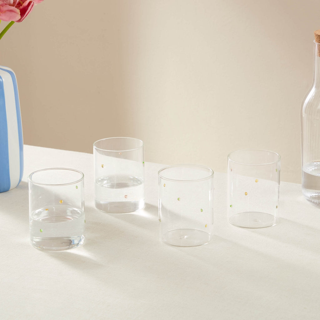 Nelly Polka Dot Glass Highballs - Set of 4 - Clear